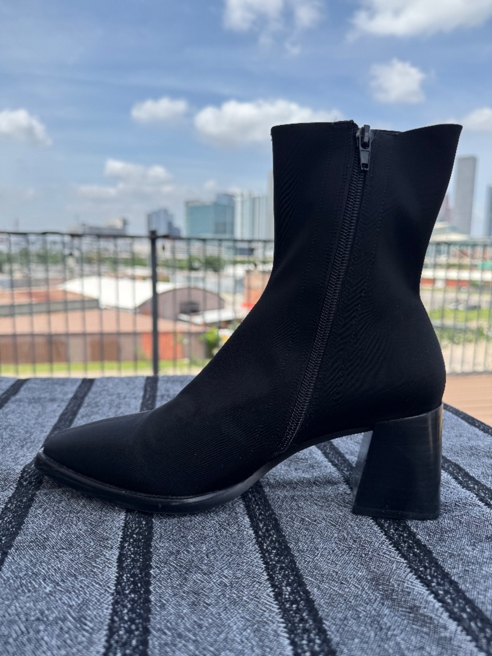 Jeffrey Campbell Geist Square Toe Block Heel Ankle Boot in Black Neoprene -Sz 8 - Picture 3 of 10
